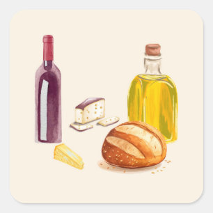 Pegatina Cuadrada Sabores mediterráneos