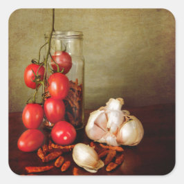 Pegatina Cuadrada Sabores mediterráneos vintage