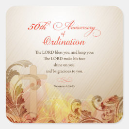 Pegatina Cuadrada Sacerdote, 50 Aniversario de la Bendición de la Or