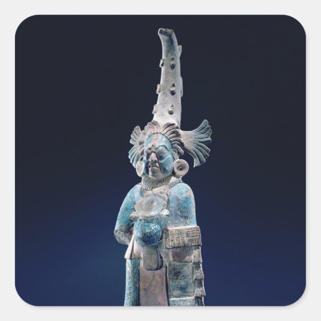 Pegatina Cuadrada Sacerdote de túnicas ceremoniales, Isla de Jaina (Anverso)