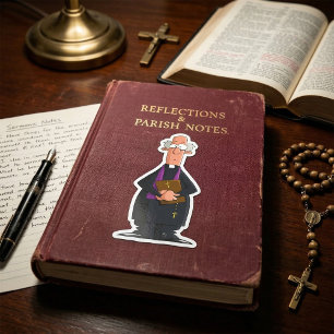 Pegatina Cuadrada Sacerdote portando la Biblia, si no un personaje d