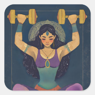 Pegatina Cuadrada Sacred Strength Goddess Weightlifting Sticker
