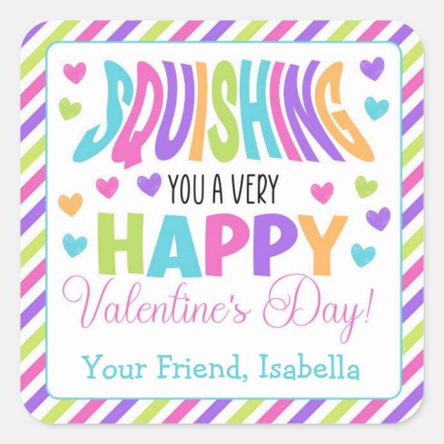 Pegatina Cuadrada Sacudiéndote un feliz día de San Valentín (Anverso)