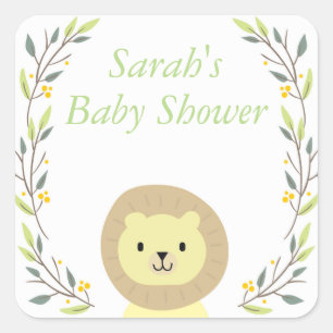 Pegatina Cuadrada Safari Baby Shower favorece a los Pegatinas