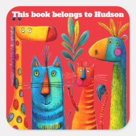 Pegatina Cuadrada Safari Pals Abstract Sticker