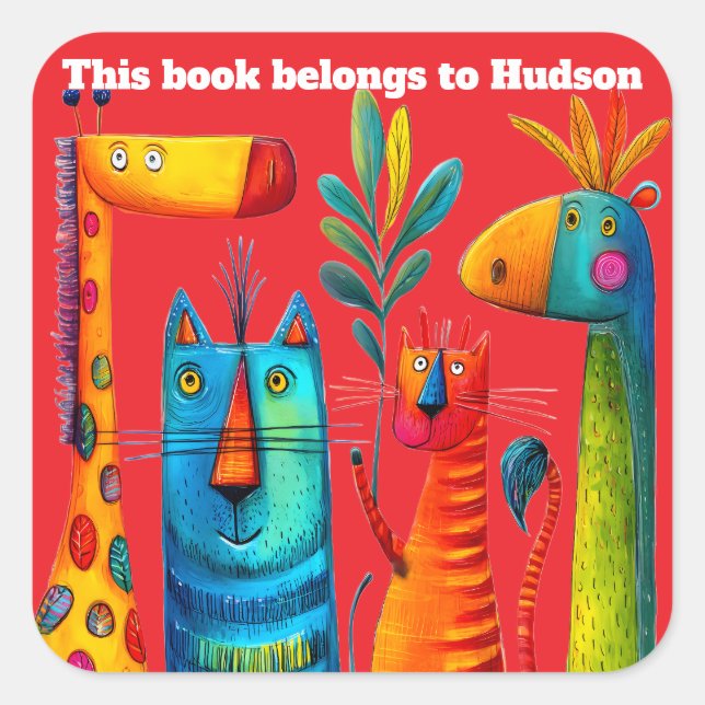 Pegatina Cuadrada Safari Pals Abstract Sticker (Anverso)