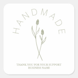 Pegatina Cuadrada Sage Botanical White Minimalist Handm