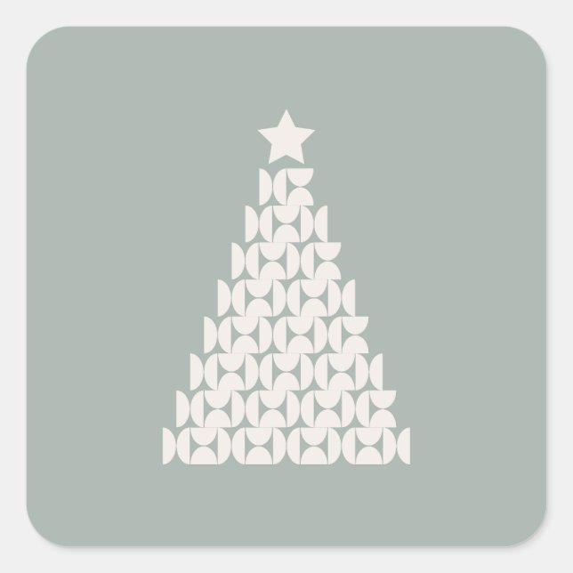 Pegatina Cuadrada Sage Green Christmas Tree (Anverso)