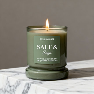 Pegatina Cuadrada Sage Green Salt & Saga Custom Candle Label Sticker