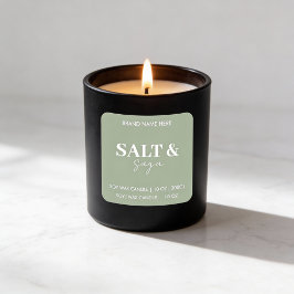 Pegatina Cuadrada Sage Green Salt & Saga Custom Candle Label Sticker