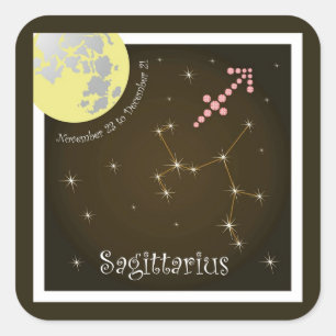 Pegatina Cuadrada Sagittarius el noviembre 23 to de December de 21