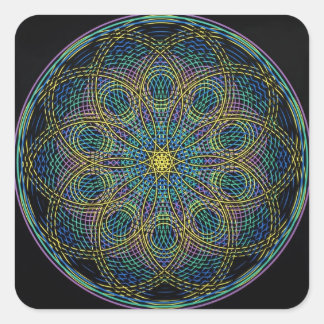 Pegatina Cuadrada Sagrada Geometría Mandala: Sinceridad - manos atad