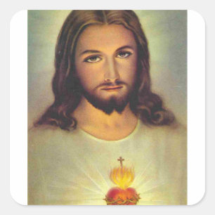 Pegatina Cuadrada Sagrado Corazón de Jesús