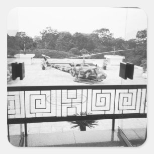 Pegatina Cuadrada Saigón HCMC Vietnam, helicóptero Huey