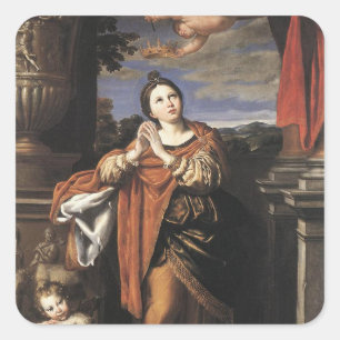 Pegatina Cuadrada Saint Agnes por Domenichino (feat. 1620)