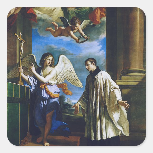 Pegatina Cuadrada Saint Aloysius Gonzaga (Anverso)