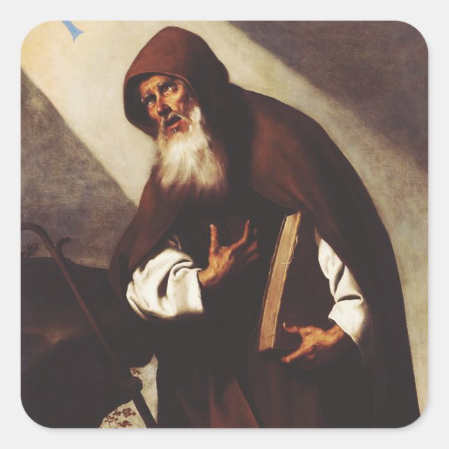 Pegatina Cuadrada Saint Anthony the Abbot (Anverso)