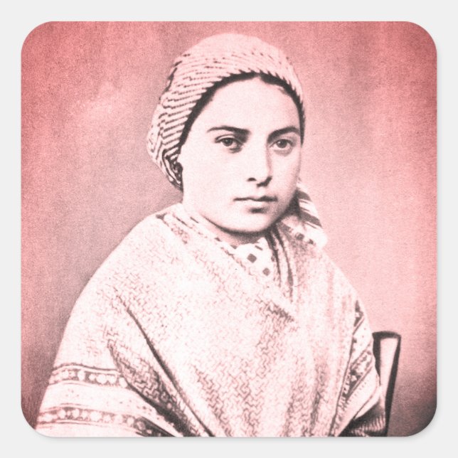 Pegatina Cuadrada Saint Bernadette Soubirous como un niño (Anverso)