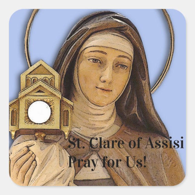 Pegatina Cuadrada Saint Clare Assisi (Anverso)