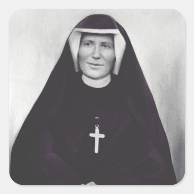 Pegatina Cuadrada Saint Faustina Kowalska (Anverso)