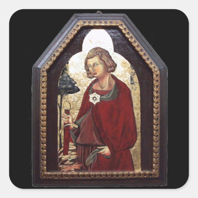 PEGATINA CUADRADA SAINT GALGANO / LEYENDA DE LA ESPADA EN LA ROCA (Anverso)