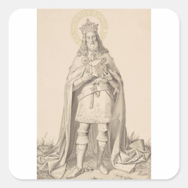 Pegatina Cuadrada Saint Henry II the Holy Roman Emperor (Anverso)