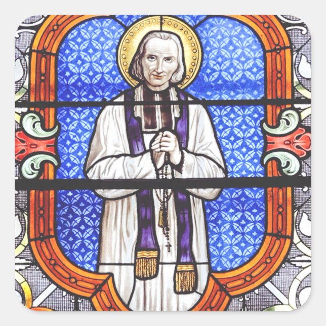 Pegatina Cuadrada Saint Jean Baptiste Marie Vianney (Anverso)