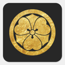 Sakai Mon japonés samurai faux gold sobre el negro