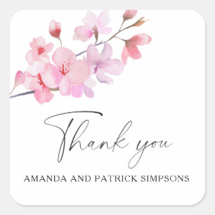 Pegatina Cuadrada Sakura - Boda Gracias