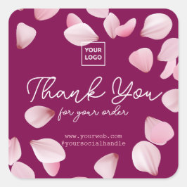 Pegatina Cuadrada Sakura personalizable de agradecimiento empresaria