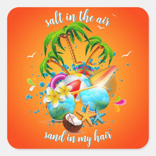 Pegatina Cuadrada Sal en el aire (Anverso)