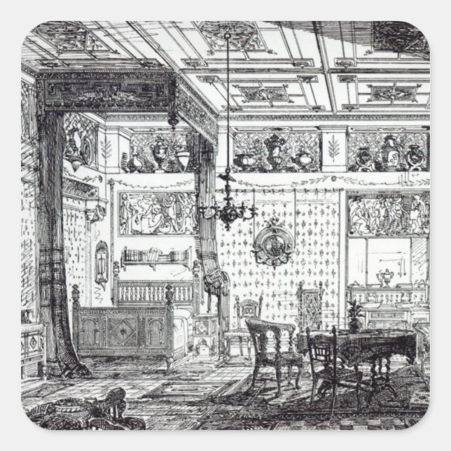 Pegatina Cuadrada Sala De Cama (Anverso)