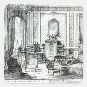 Pegatina Cuadrada Sala de dibujo al estilo Luis Seize
