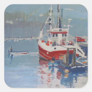 Pegatina Cuadrada Salcombe de Quay