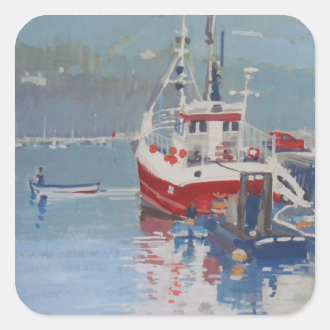 Pegatina Cuadrada Salcombe de Quay (Anverso)