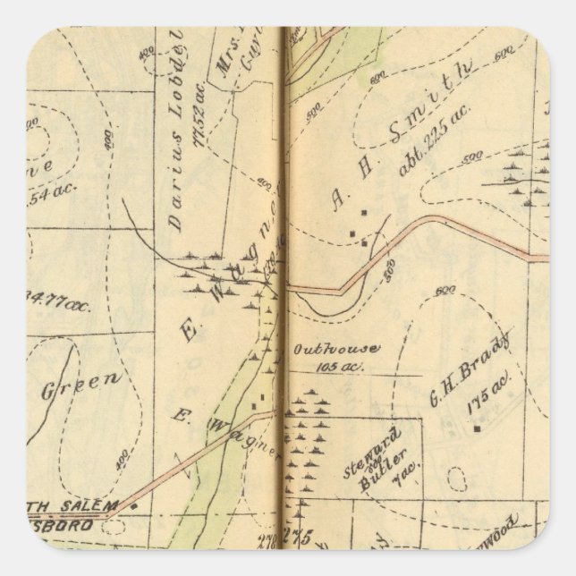 Pegatina Cuadrada Salem, Nueva York 2 (Anverso)