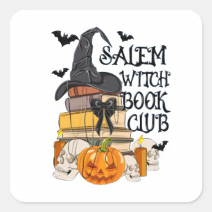Pegatina Cuadrada Salem Witch Book Club Halloween