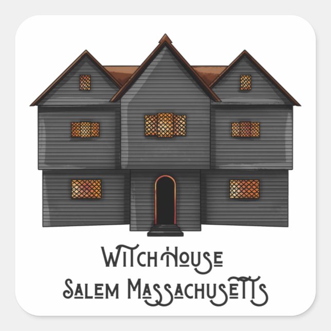 Pegatina Cuadrada Salem Witch House, Massachusetts (Anverso)
