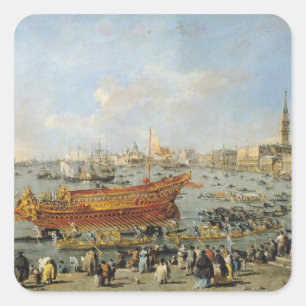 Pegatina Cuadrada Salida del "Bucentaur" para el Lido