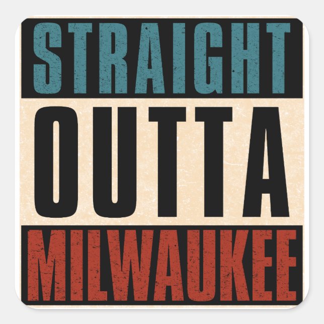 Pegatina Cuadrada Salida directa Milwaukee Wisconsin WI (Anverso)