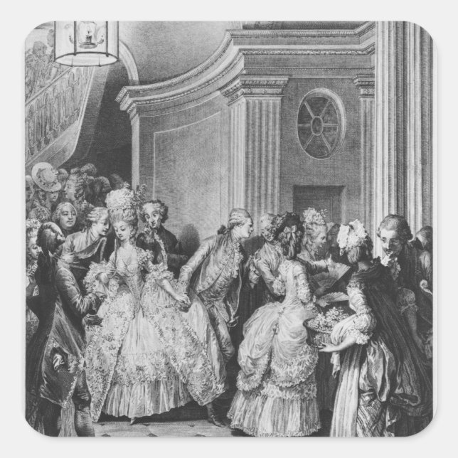 Pegatina Cuadrada Saliendo de la ópera (Anverso)