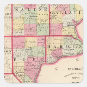 Pegatina Cuadrada Salino, Gallatin, Hardin, condados del Papa