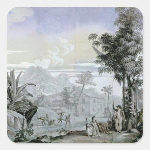 Pegatina Cuadrada Salir a caminar, ilustracion