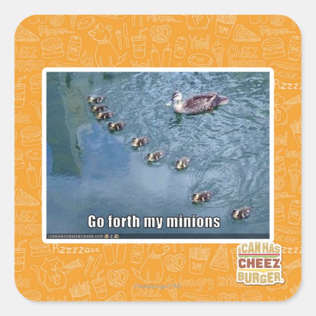 Pegatina Cuadrada Salir de mis minions (Anverso)