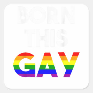 Pegatina Cuadrada Salir del orgullo gay con la banda gay arcoiris LG