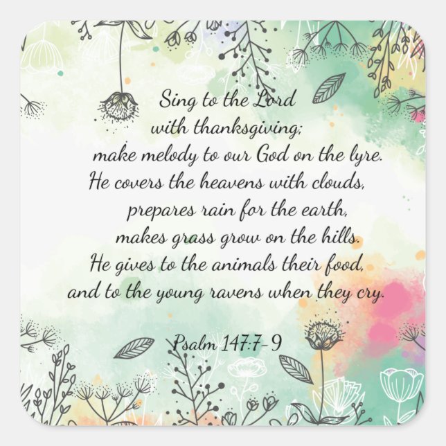 Pegatina Cuadrada Salmo 147 (Anverso)