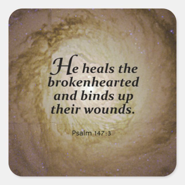 Pegatina Cuadrada Salmo 147:3 (Anverso)