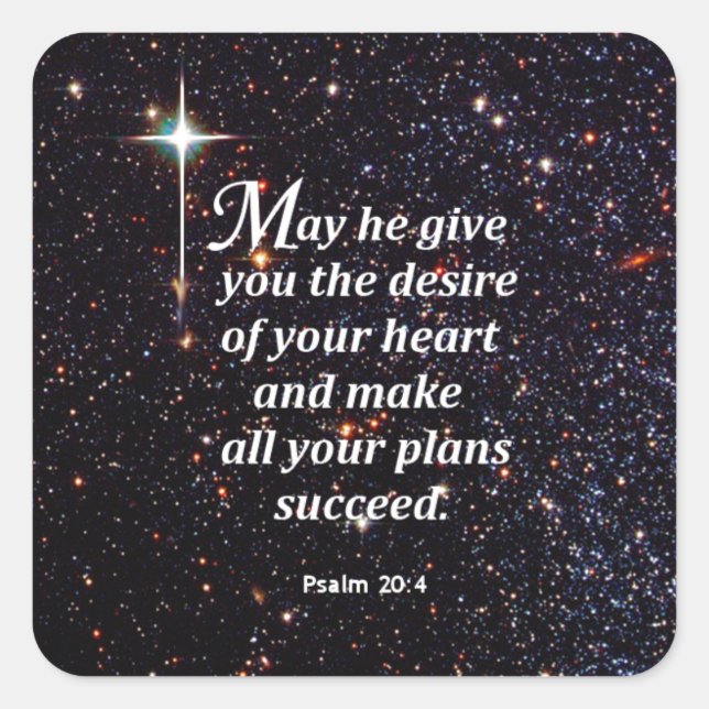 Pegatina Cuadrada Salmo 20:4 (Anverso)