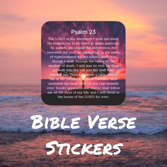 Pegatina Cuadrada Salmo 23 Árbol de silueta de sol biblia (Subido por el creador)