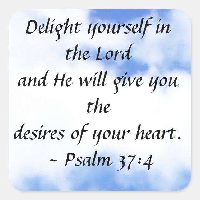 Pegatina Cuadrada Salmo 37:4 (Anverso)